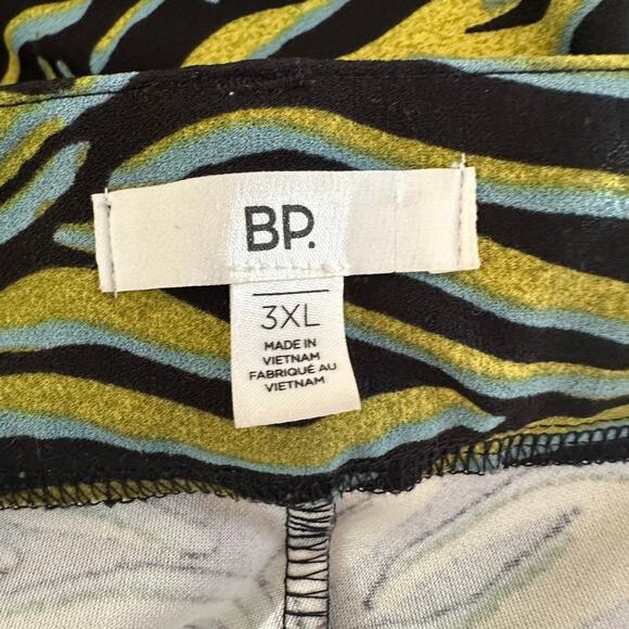 BP Nordstrom's Neon Black Animal Print Straight Leg Bold Print Pants Stretch 3X - Picture 4 of 5